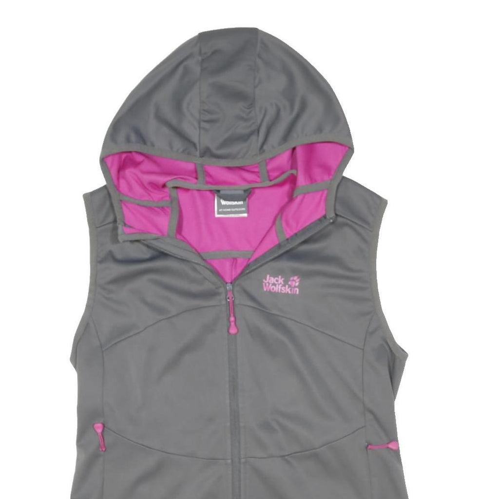JACK WOLFSKIN Womens Grey & Pink Outdoor Gilet UK 12 Polyester Sleeveless Zip