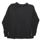 MONSOON Womens Black Cotton Blend V-Neck Long Sleeve Top S Embroidered Detail