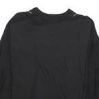 MONSOON Womens Black Cotton Blend V-Neck Long Sleeve Top S Embroidered Detail
