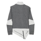 PUMA Womens Grey & White Cotton Blend Zip Jacket S Herringbone Pattern Casual