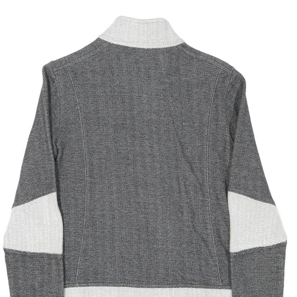 PUMA Womens Grey & White Cotton Blend Zip Jacket S Herringbone Pattern Casual