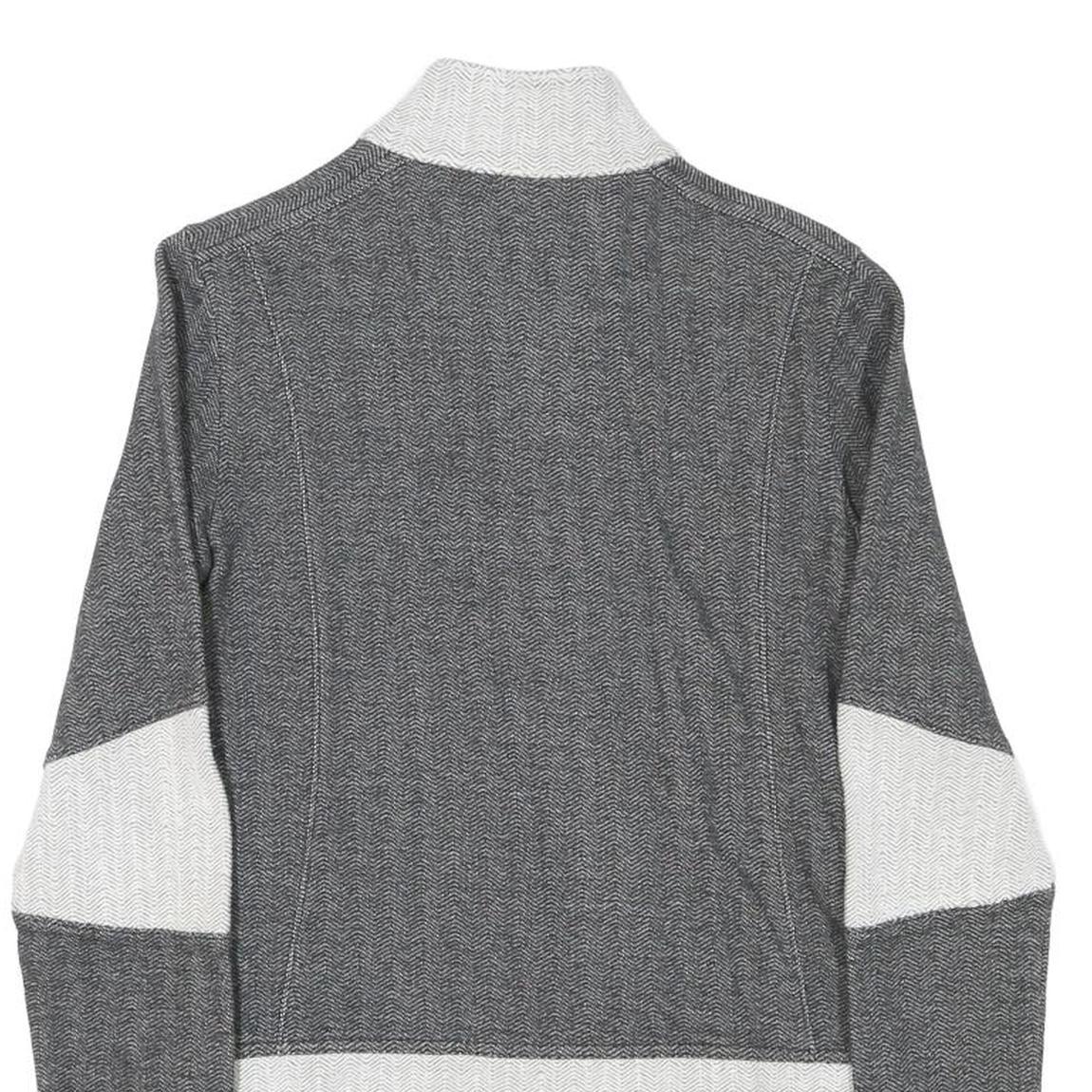 PUMA Womens Grey & White Cotton Blend Zip Jacket S Herringbone Pattern Casual