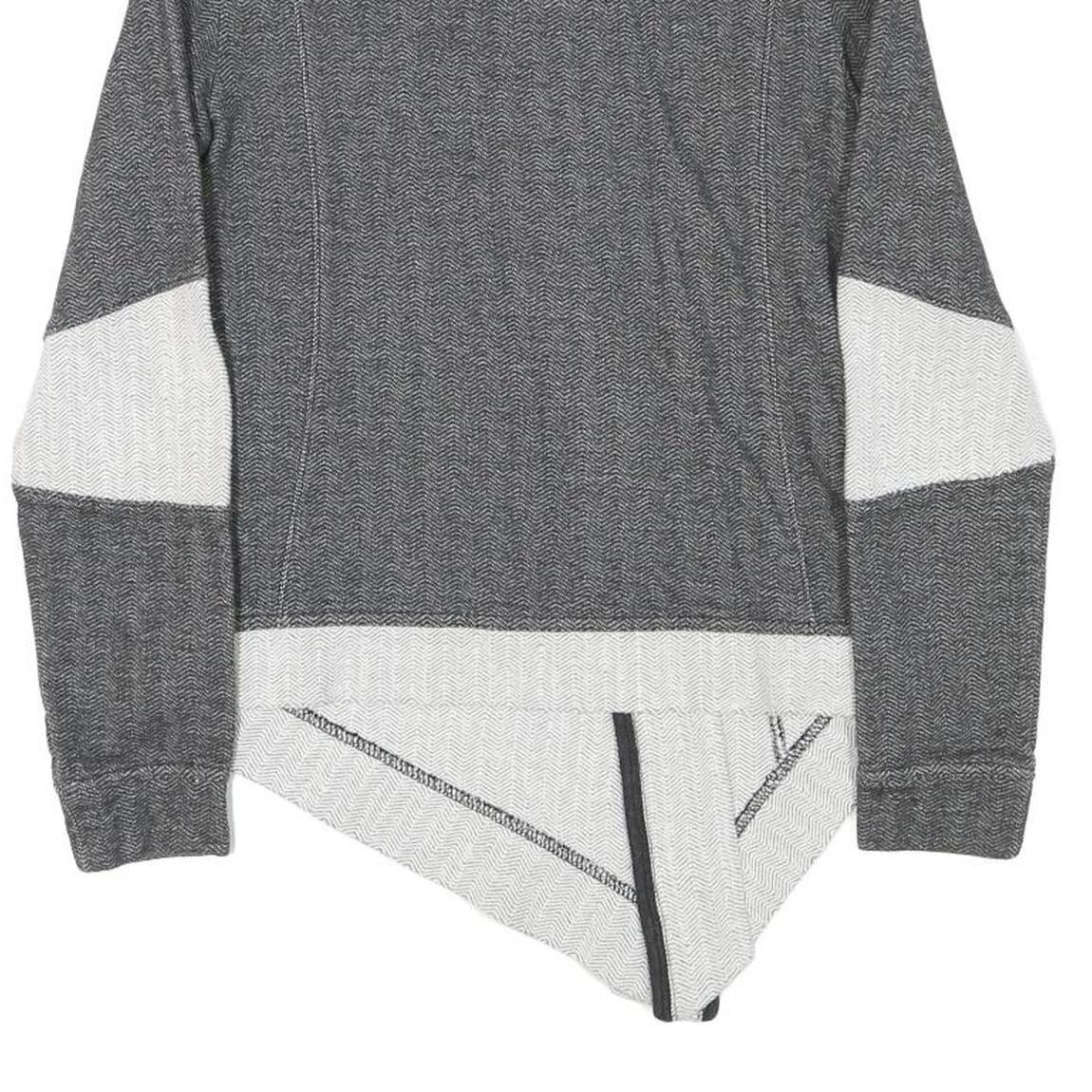 PUMA Womens Grey & White Cotton Blend Zip Jacket S Herringbone Pattern Casual