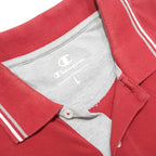CHAMPION Mens Red Short Sleeve Plain L Cotton Blend Polo Shirt Classic Fit