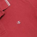 CHAMPION Mens Red Short Sleeve Plain L Cotton Blend Polo Shirt Classic Fit