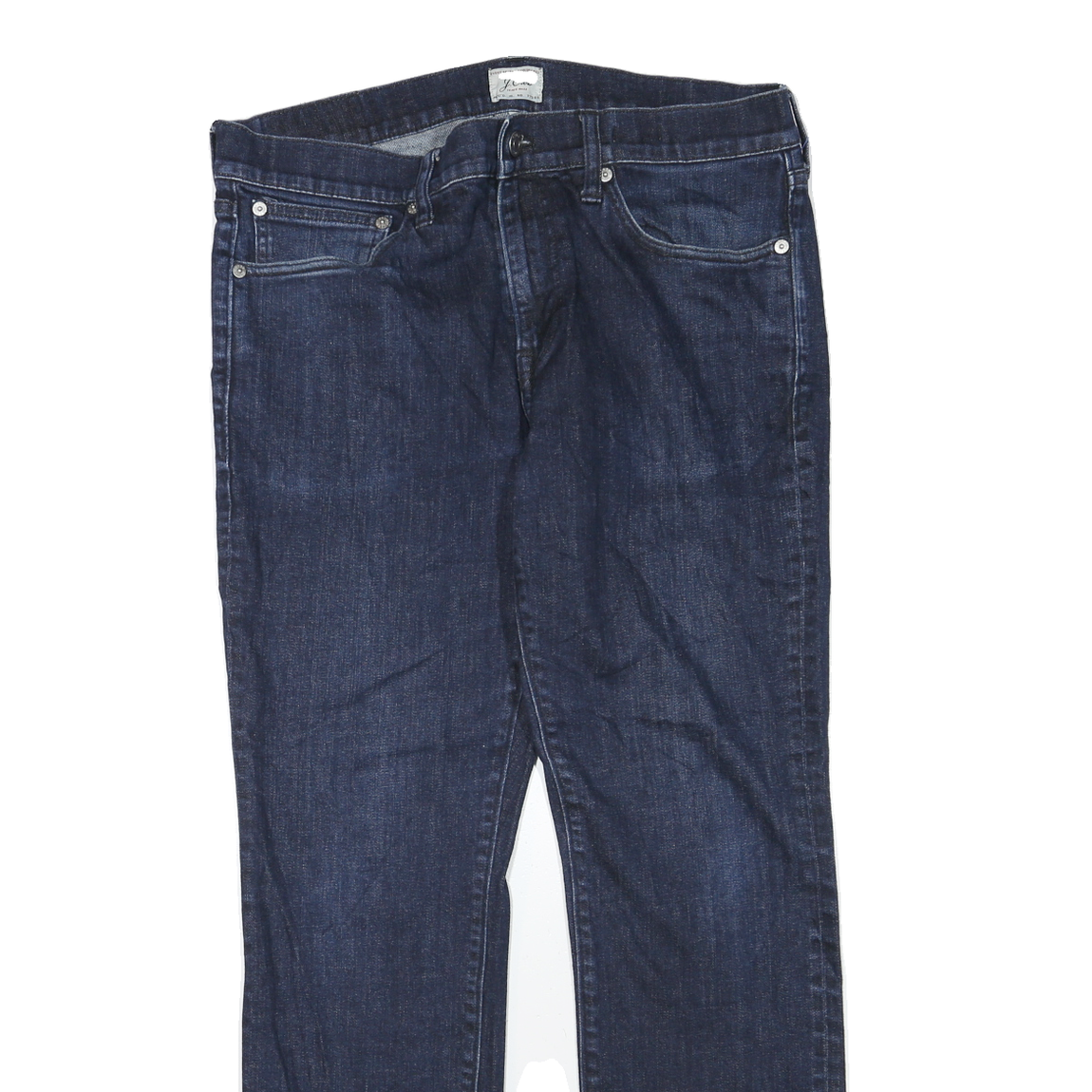 J.CREW Womens Dark Blue Regular Straight Denim Jeans W34 L30 Zip Cotton Blend