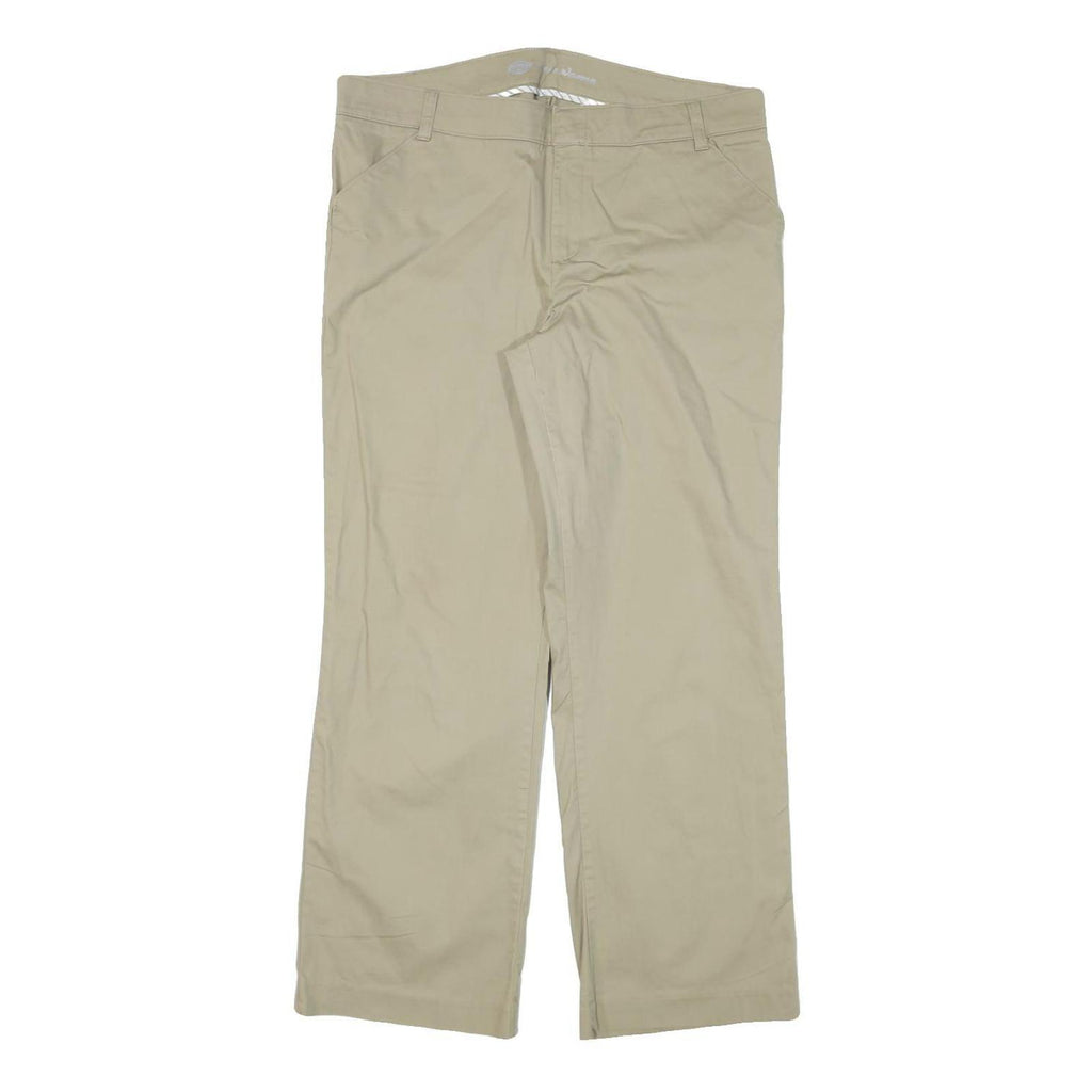 DICKIES Womens Regular Beige Cotton Blend Trousers W36 L30 Classic Zip Pocket