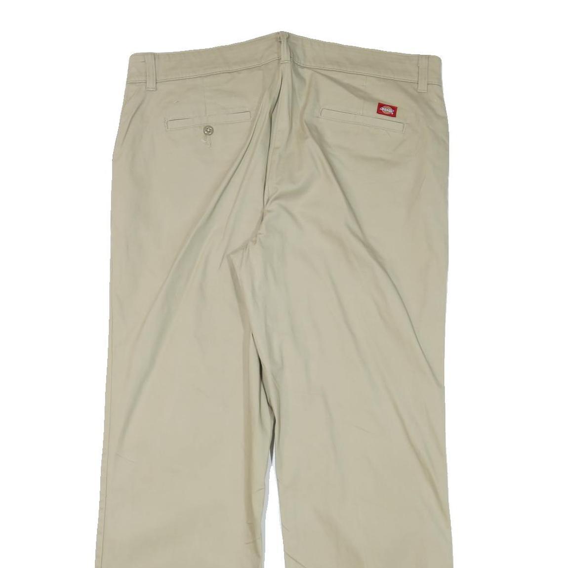 DICKIES Womens Regular Beige Cotton Blend Trousers W36 L30 Classic Zip Pocket