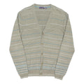 TED BAKER Mens Beige & Blue Patterned Button Up Jumper V Neck Basic Knit XL
