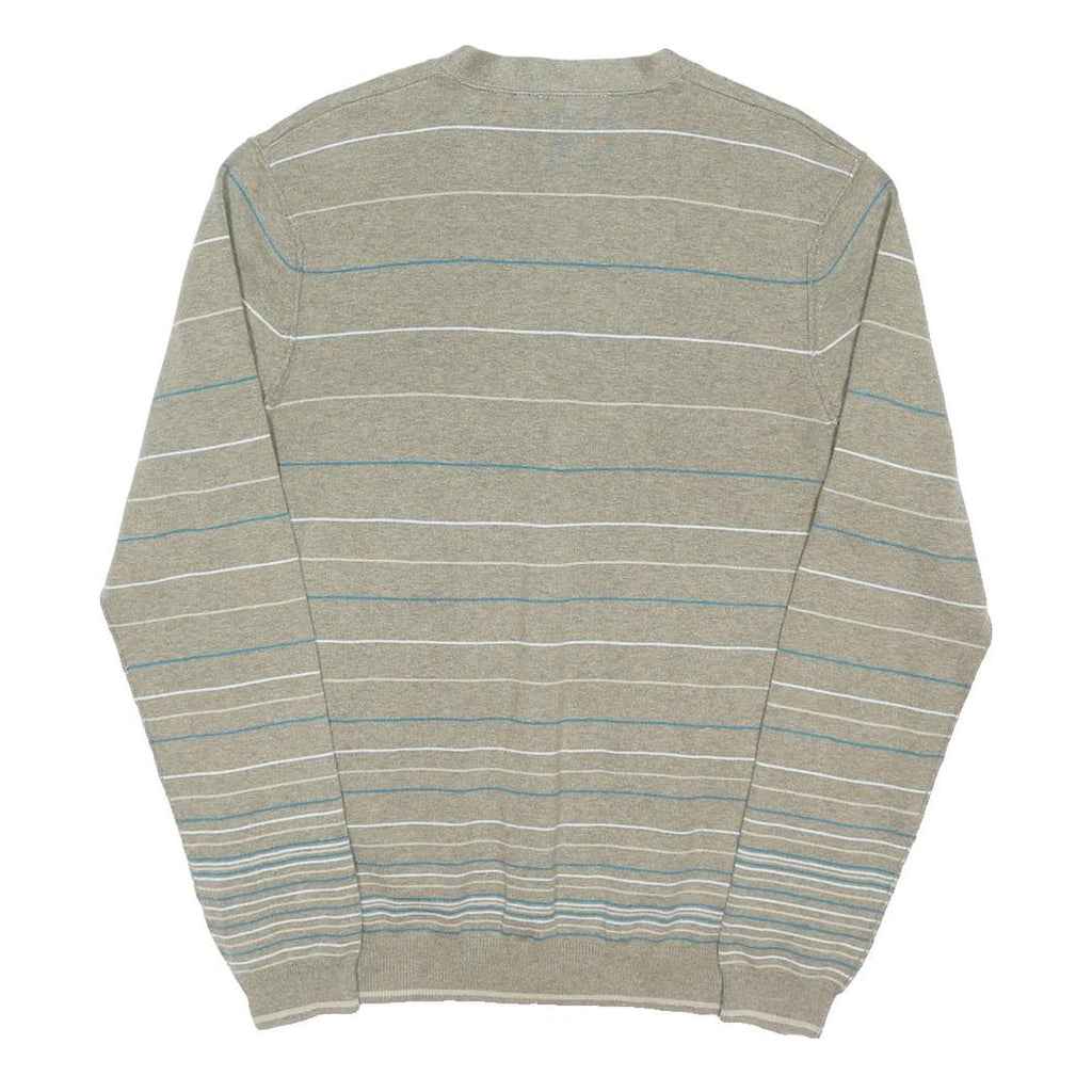 TED BAKER Mens Beige & Blue Patterned Button Up Jumper V Neck Basic Knit XL