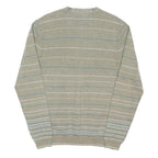 TED BAKER Mens Beige & Blue Patterned Button Up Jumper V Neck Basic Knit XL