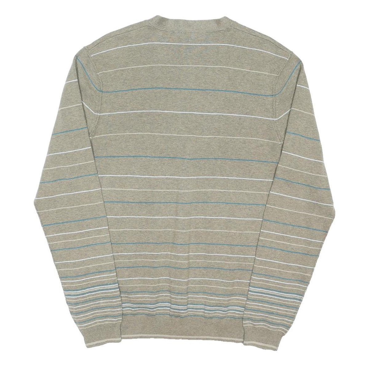 TED BAKER Mens Beige & Blue Patterned Button Up Jumper V Neck Basic Knit XL