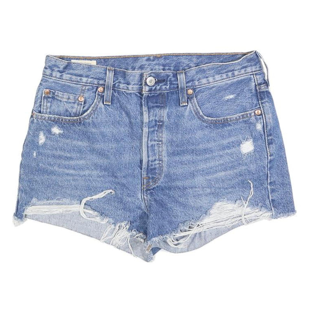 LEVIS Womens Shorts Blue Casual Denim M W29 Distressed Classic Fit