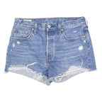 LEVIS Womens Shorts Blue Casual Denim M W29 Distressed Classic Fit