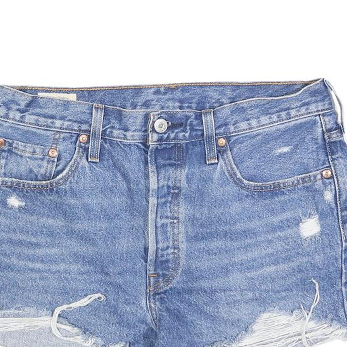 LEVIS Womens Shorts Blue Casual Denim M W29 Distressed Classic Fit