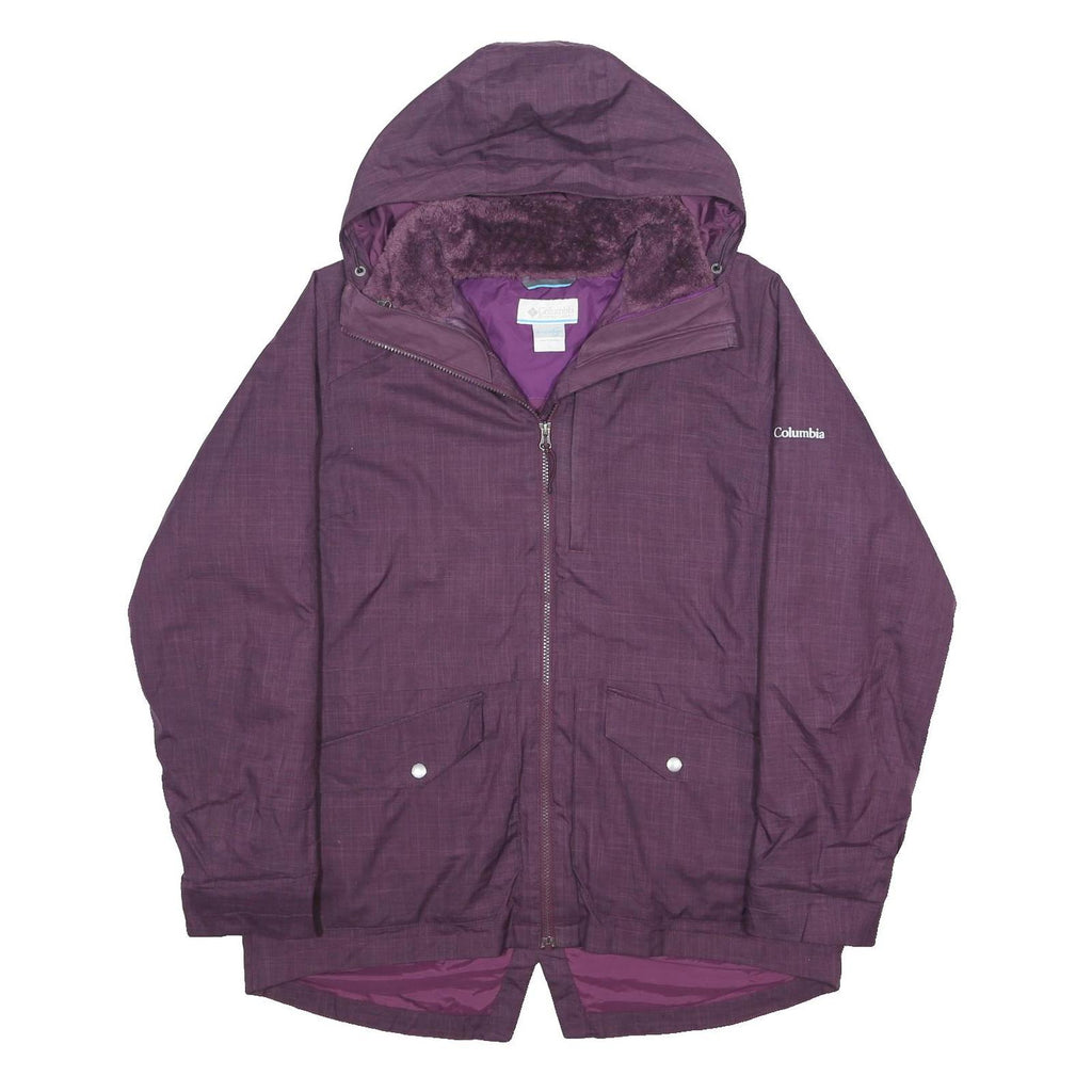 COLUMBIA Womens Purple Hooded Jacket L Polyester Zip Outdoor Casual