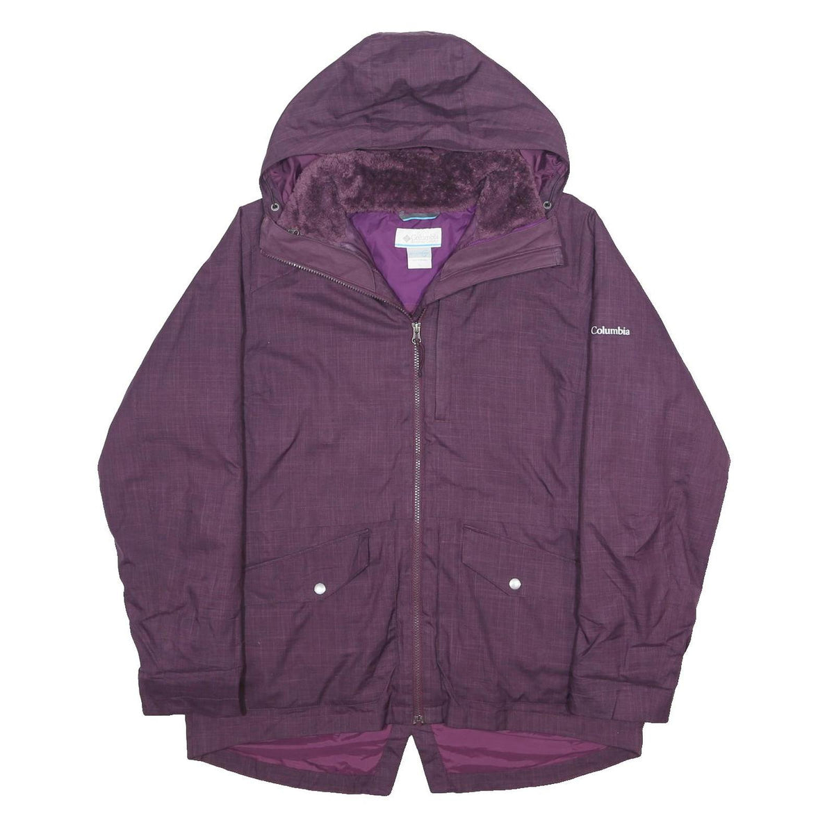 COLUMBIA Womens Purple Hooded Jacket L Polyester Zip Outdoor Casual