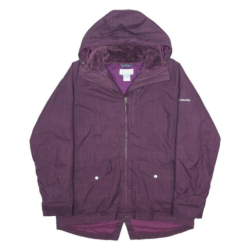 COLUMBIA Womens Purple Hooded Jacket L Polyester Zip Outdoor Casual