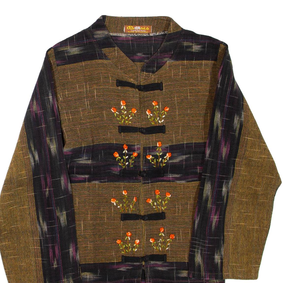 Womens Kimono Top Brown Collared Long Sleeve M