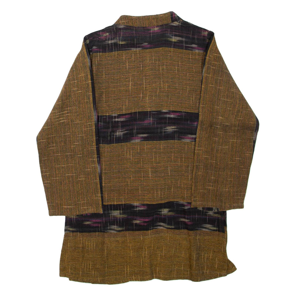 Womens Kimono Top Brown Collared Long Sleeve M