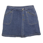 LIZ CLAIBORNE Womens Blue Denim Mini Cotton Blend Skort Size M Zip Pockets