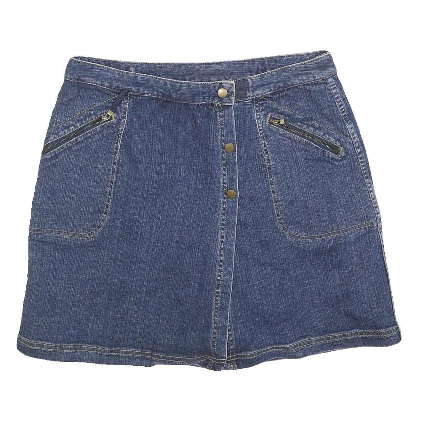 LIZ CLAIBORNE Womens Blue Denim Mini Cotton Blend Skort Size M Zip Pockets