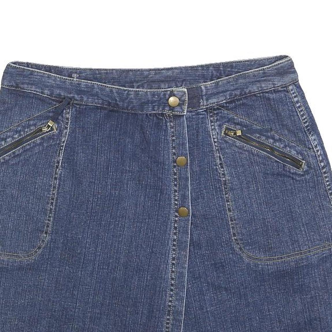 LIZ CLAIBORNE Womens Blue Denim Mini Cotton Blend Skort Size M Zip Pockets