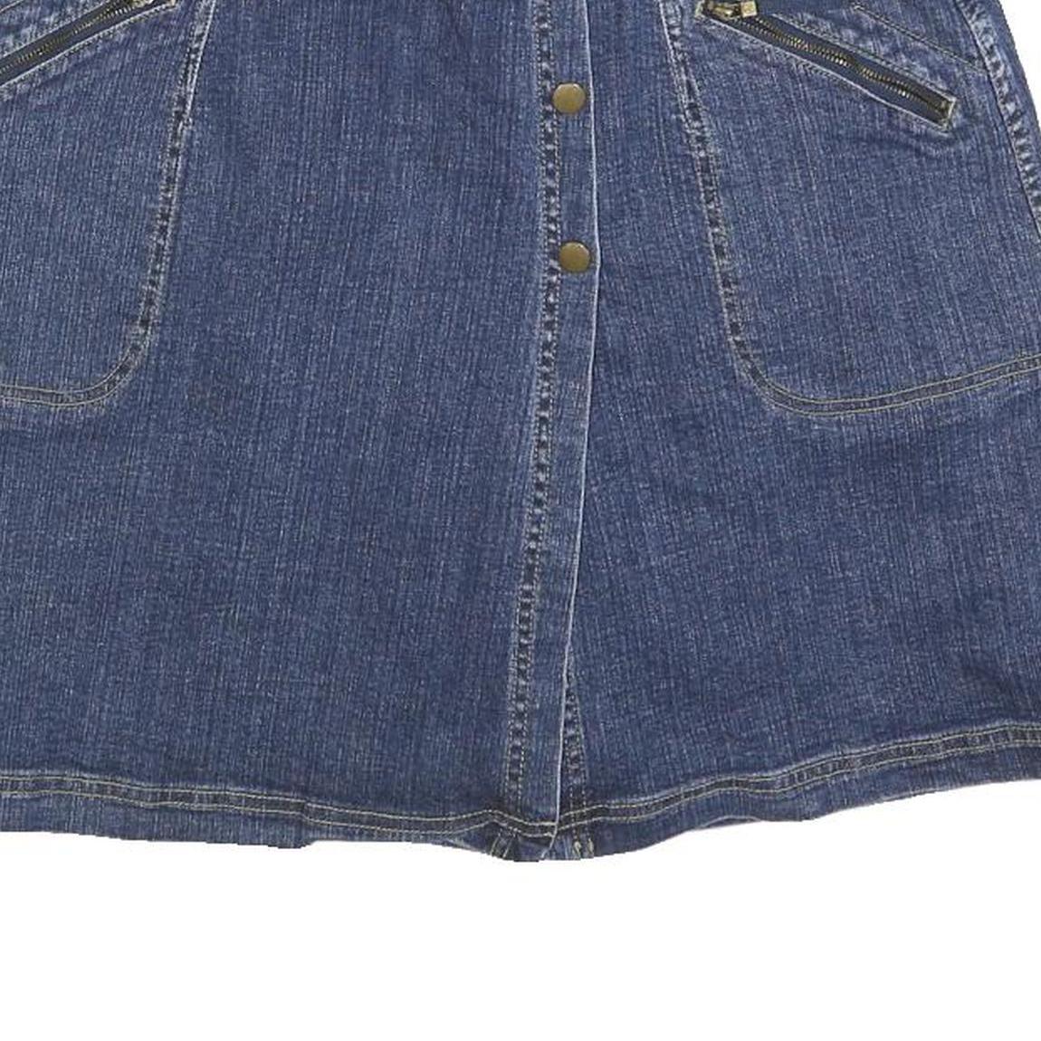 LIZ CLAIBORNE Womens Blue Denim Mini Cotton Blend Skort Size M Zip Pockets