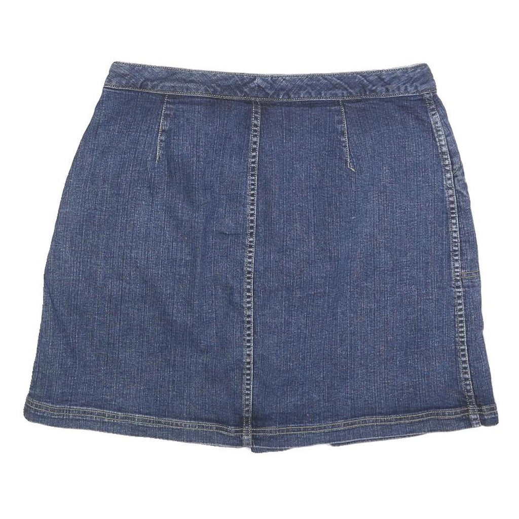 LIZ CLAIBORNE Womens Blue Denim Mini Cotton Blend Skort Size M Zip Pockets