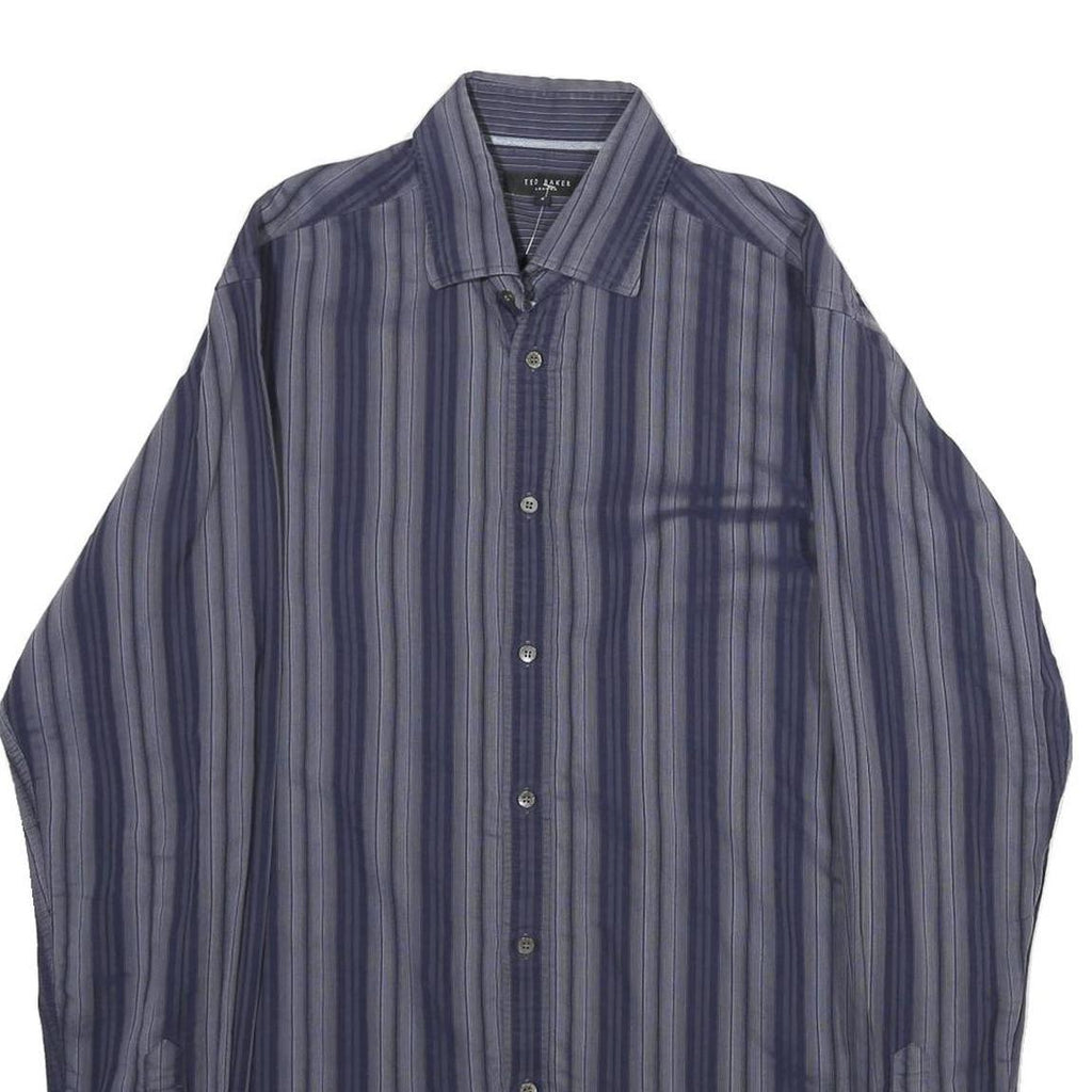 TED BAKER Mens Blue Striped Shirt M Cotton Casual Long Sleeve Button Shirt