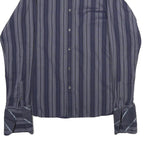 TED BAKER Mens Blue Striped Shirt M Cotton Casual Long Sleeve Button Shirt