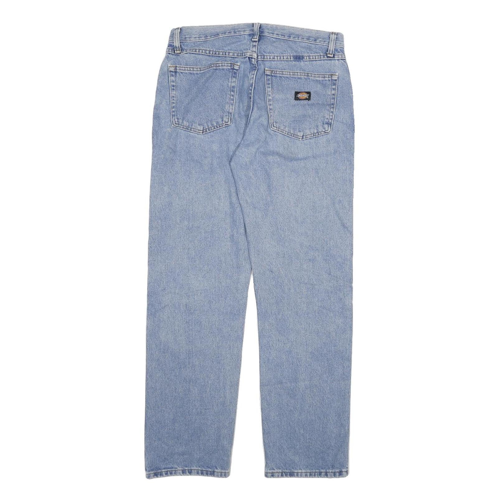 DICKIES Mens Regular Fit Straight Leg Denim Light Blue W32 L32 Cotton Blend Zip