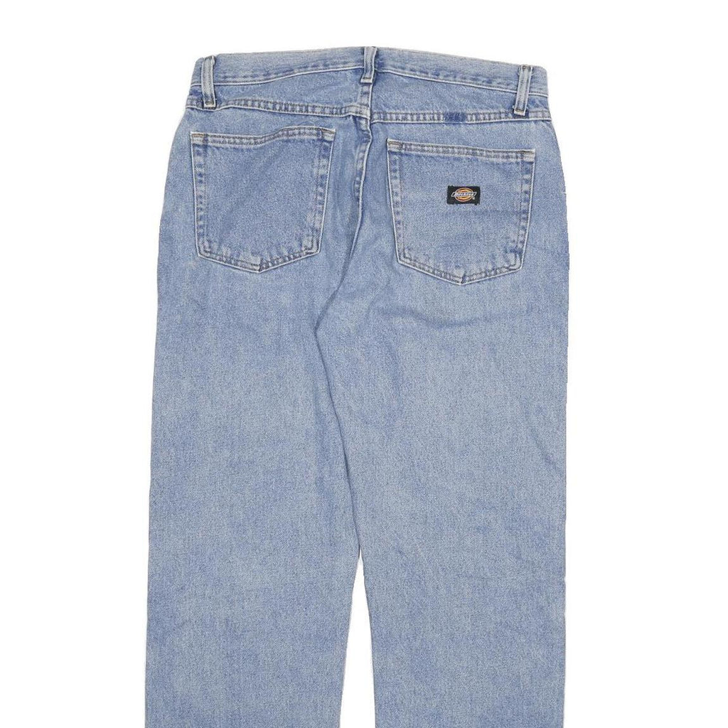DICKIES Mens Regular Fit Straight Leg Denim Light Blue W32 L32 Cotton Blend Zip