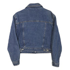 Womens Blue Denim Button Jacket S Cotton Blend Classic Casual Outerwear