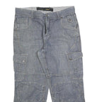 GREEN COAST Mens Regular Fit Blue Denim Cargo Jeans W34 L27 Casual Cotton Blend