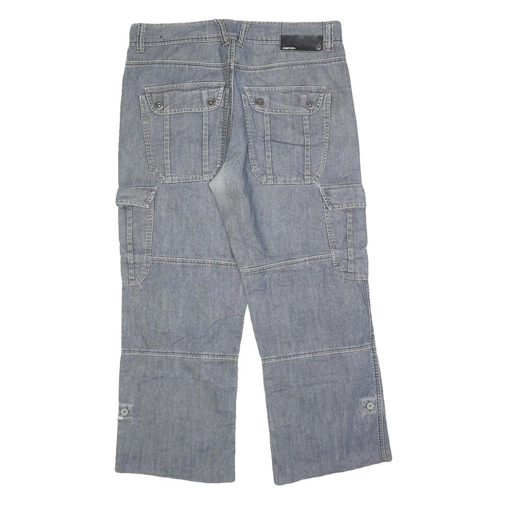 GREEN COAST Mens Regular Fit Blue Denim Cargo Jeans W34 L27 Casual Cotton Blend