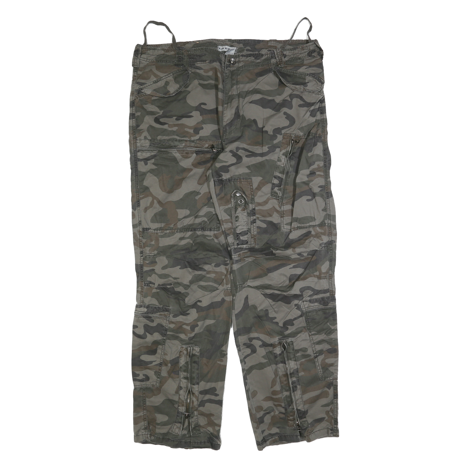 LS EAST Mens Cotton Blend Camouflage Regular Fit Straight Leg Trousers W40 L32