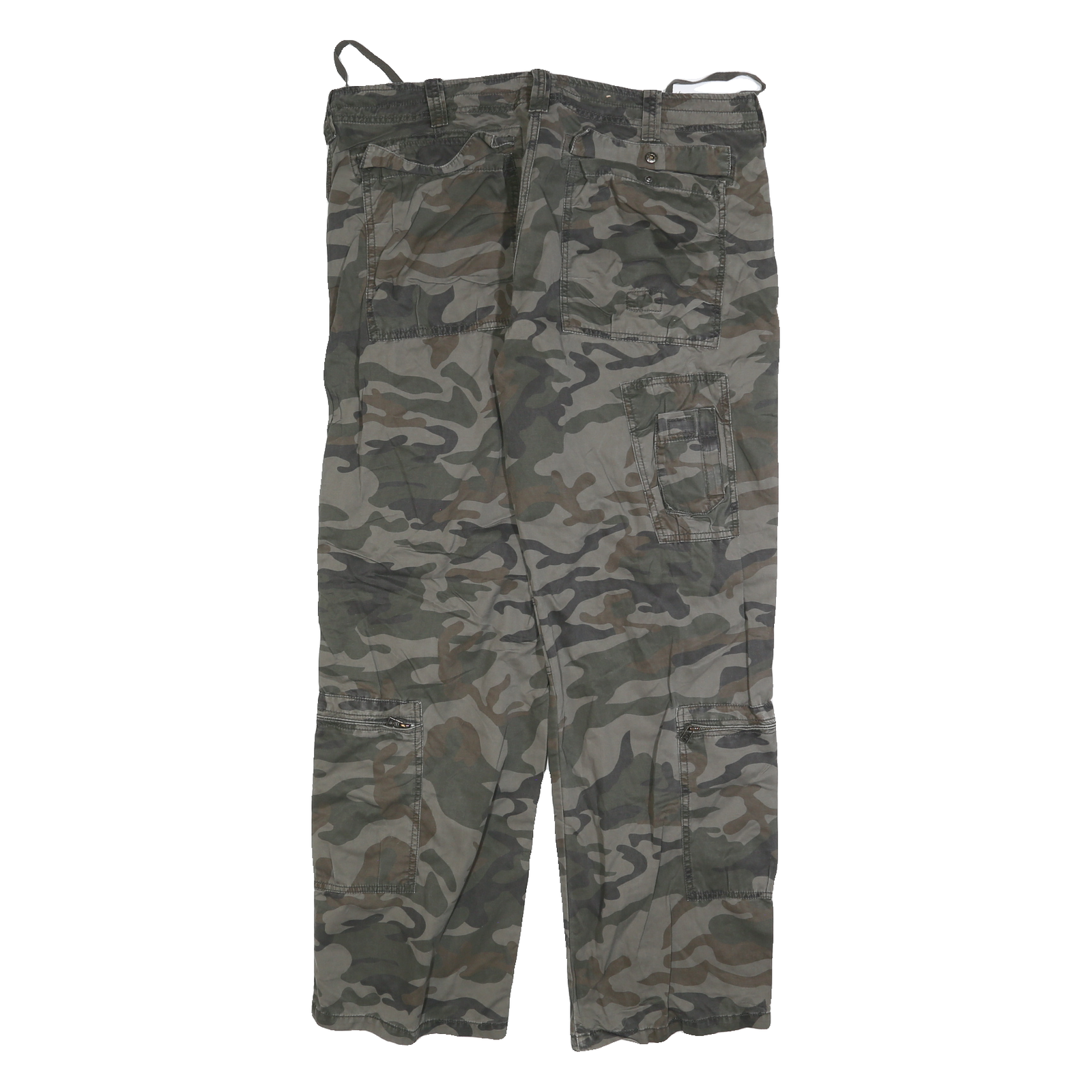 LS EAST Mens Cotton Blend Camouflage Regular Fit Straight Leg Trousers W40 L32
