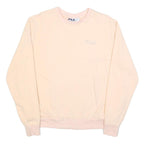 FILA Womens Cream Sweatshirt Crew Neck L Cotton Blend Logo Embroidered