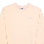 FILA Womens Cream Sweatshirt Crew Neck L Cotton Blend Logo Embroidered