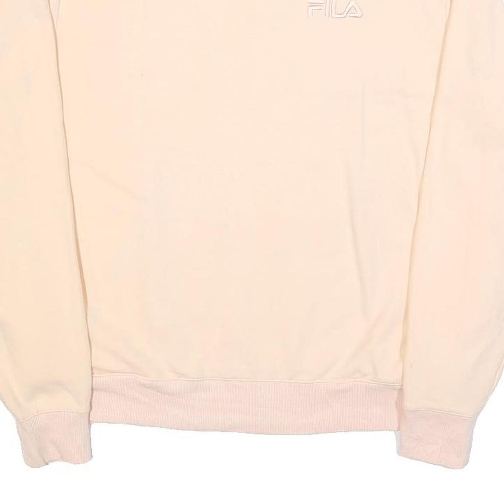 FILA Womens Cream Sweatshirt Crew Neck L Cotton Blend Logo Embroidered