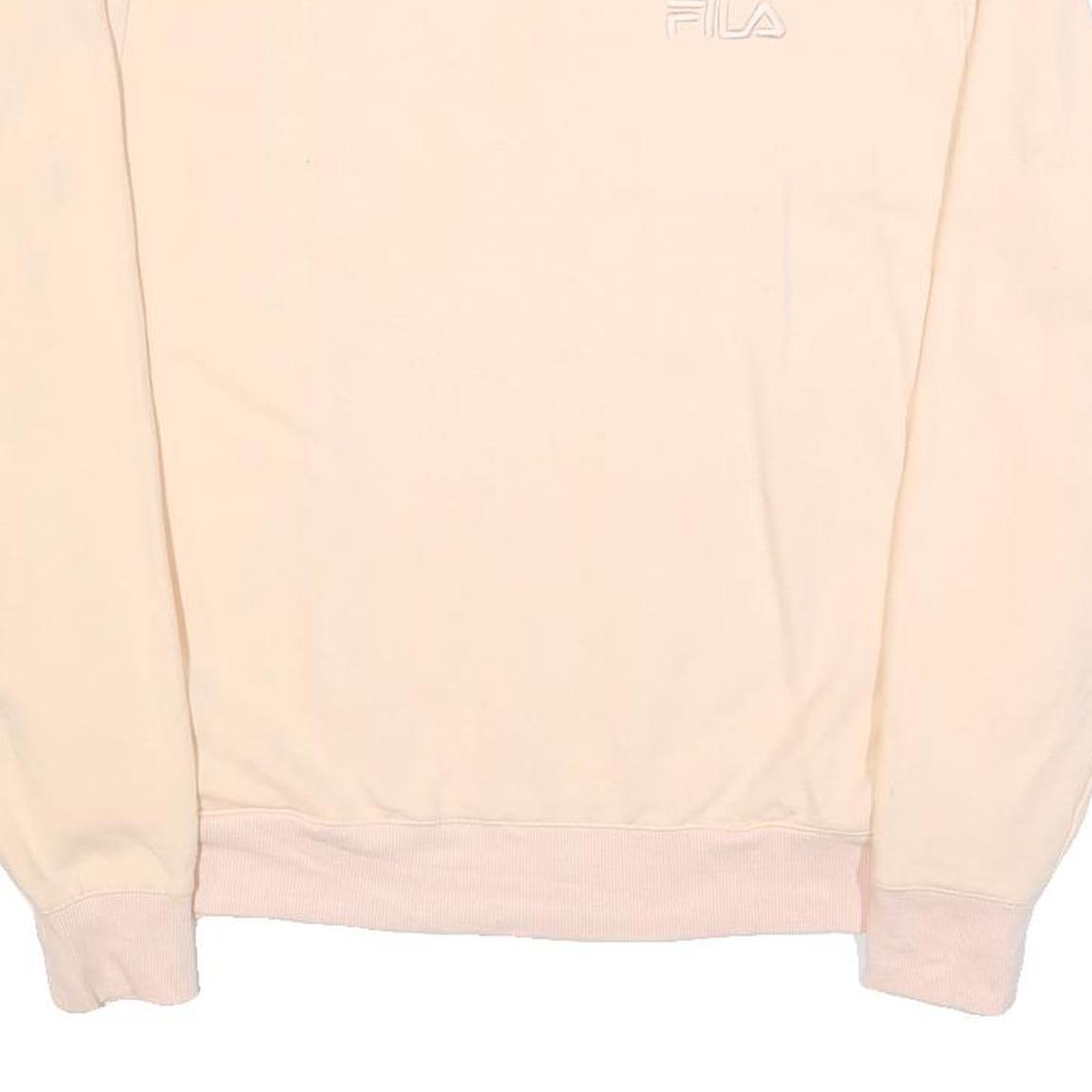FILA Womens Cream Sweatshirt Crew Neck L Cotton Blend Logo Embroidered
