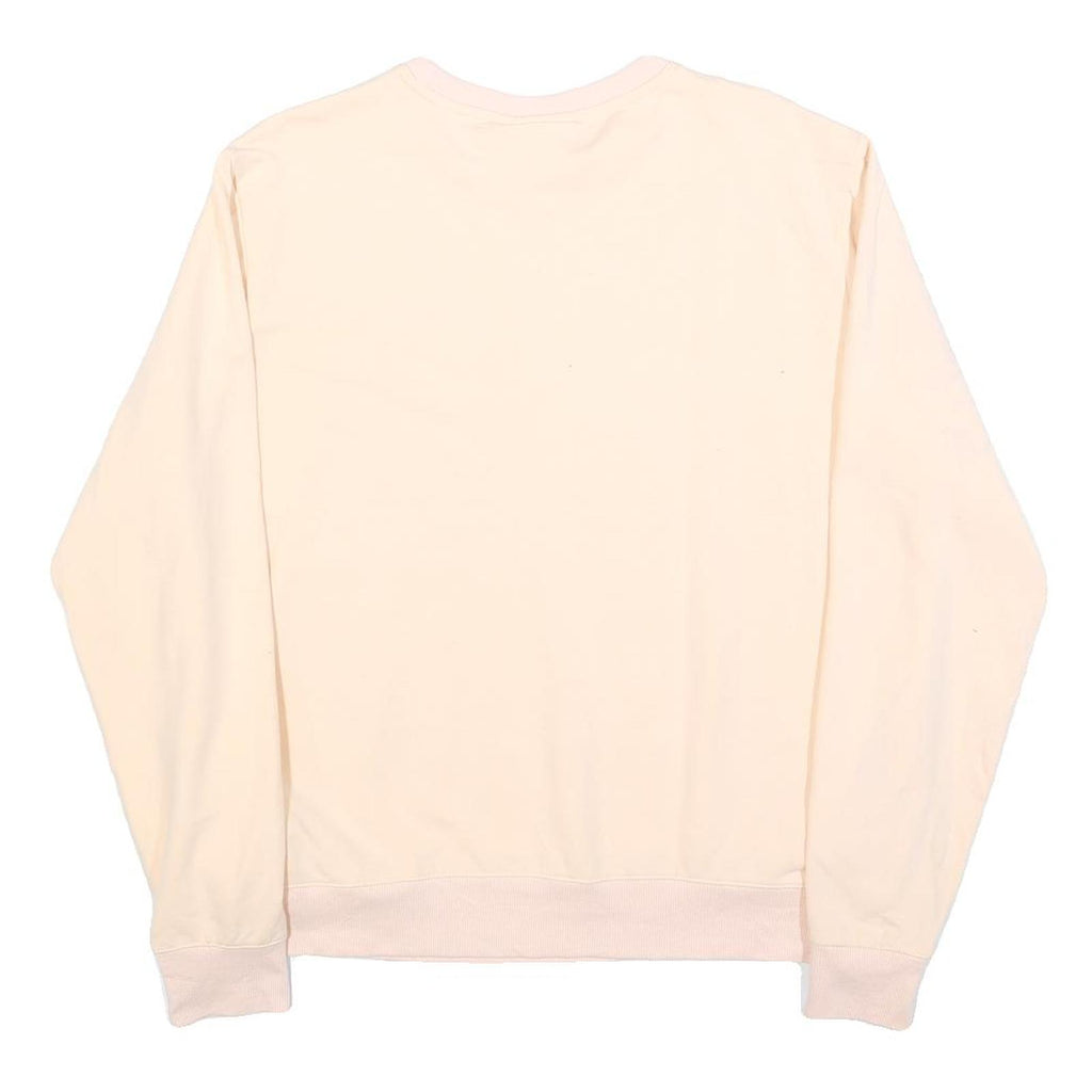 FILA Womens Cream Sweatshirt Crew Neck L Cotton Blend Logo Embroidered