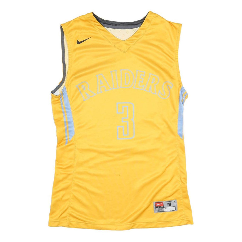 NIKE Womens Yellow & Light Blue Raiders Graphic Sleeveless V-Neck Top M