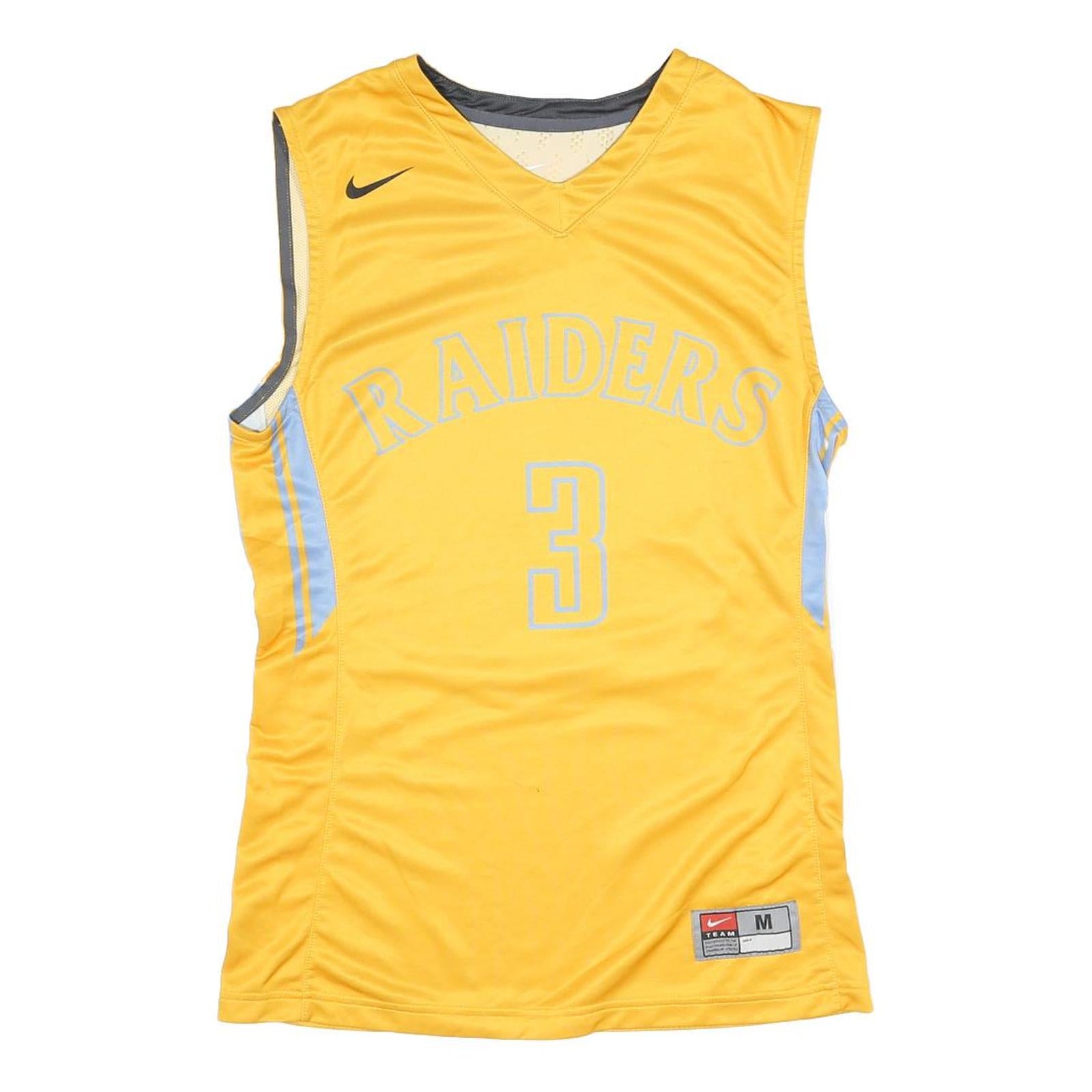 NIKE Womens Yellow & Light Blue Raiders Graphic Sleeveless V-Neck Top M