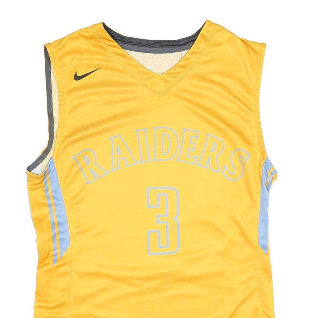 NIKE Womens Yellow & Light Blue Raiders Graphic Sleeveless V-Neck Top M