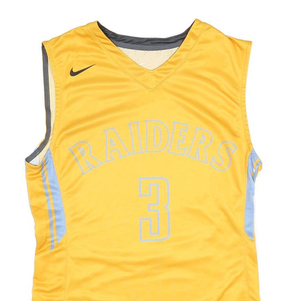 NIKE Womens Yellow & Light Blue Raiders Graphic Sleeveless V-Neck Top M