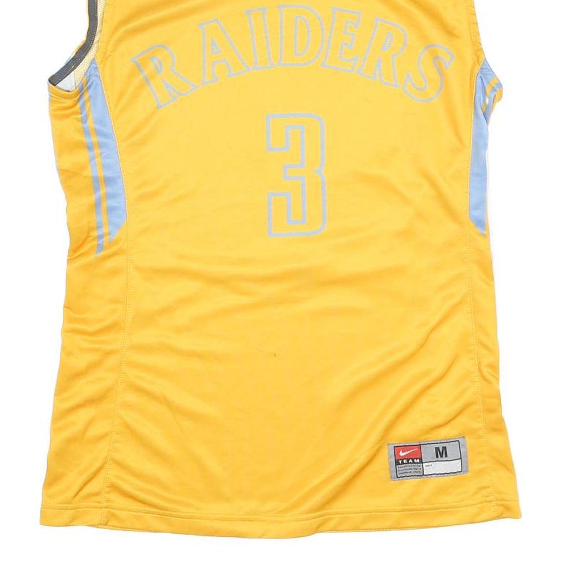 NIKE Womens Yellow & Light Blue Raiders Graphic Sleeveless V-Neck Top M