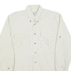 CANDA Mens White Casual Shirt M Button-Down Collar Long Sleeve Polyester Blend