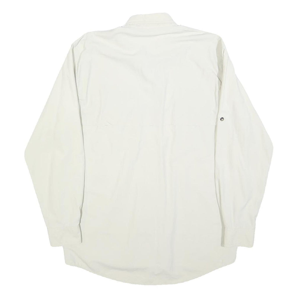 CANDA Mens White Casual Shirt M Button-Down Collar Long Sleeve Polyester Blend